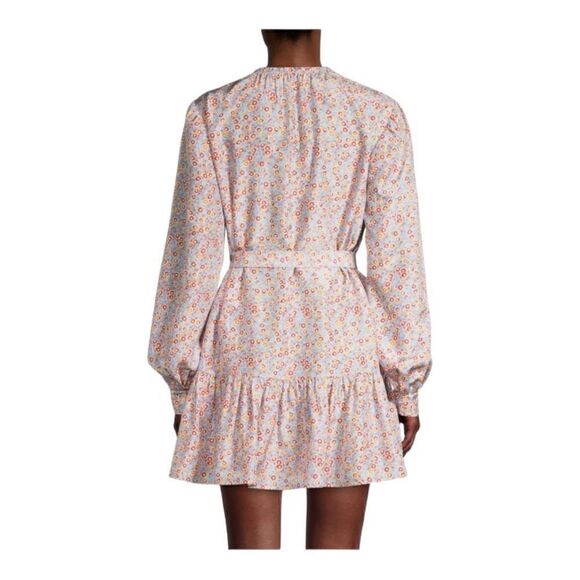 Rebecca Taylor Violet Floral Silk Mini Dress Sz Medium ** no belt - Picture 5 of 10